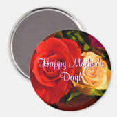 Aimant Joyeuse fête des mères Roses rouges jaunes (Recto/Verso)