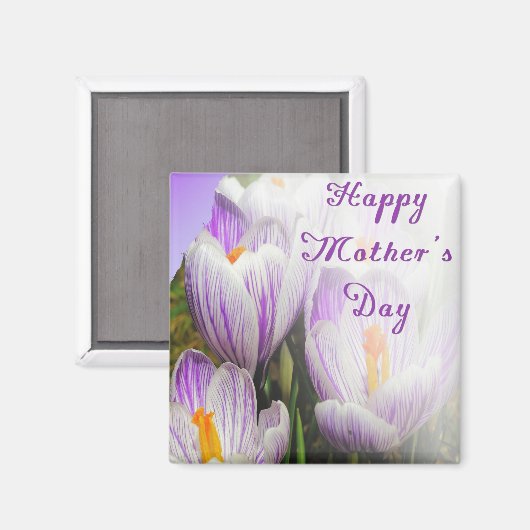 Aimant Joyeuse fête des mères Violette et Blanche Tulipes (Recto/Verso)