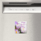 Aimant Joyeuse fête des mères Violette et Blanche Tulipes (In Situ (Lave-vaisselle))