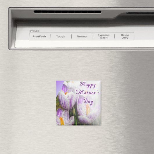 Aimant Joyeuse fête des mères Violette et Blanche Tulipes (In Situ (Lave-vaisselle))