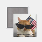 Aimant Joyeuse fête des Présidents Magnétophone Chat Cool (Recto/Verso)