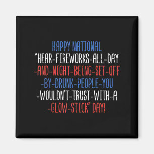 Aimant Joyeuse fête nationale des feux d'artifice Funny 4