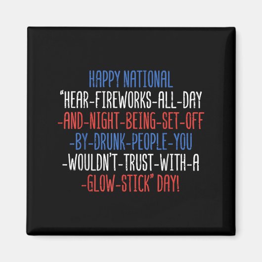 Aimant Joyeuse fête nationale des feux d'artifice Funny 4 (Devant)