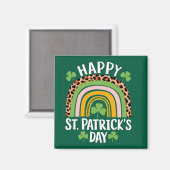 Aimant Joyeuse Fête Saint Patrick Arc-en-ciel Trèfle (Recto/Verso)