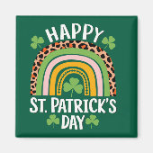 Aimant Joyeuse Fête Saint Patrick Arc-en-ciel Trèfle (Devant)
