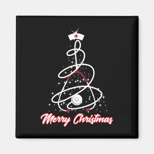 Aimant Joyeuse infirmière de Noël Chemise Yuletide Pratic (Devant)