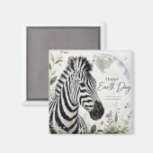 Aimant Joyeuse Journée de la Terre Faune Zèbre (Recto/Verso)