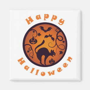 Aimant Joyeuse lanterne d'Halloween araignées et chauves-