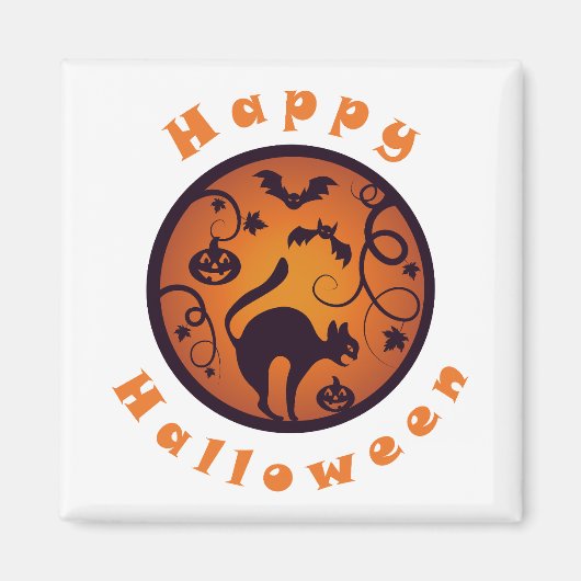 Aimant Joyeuse lanterne d'Halloween araignées et chauves- (Devant)