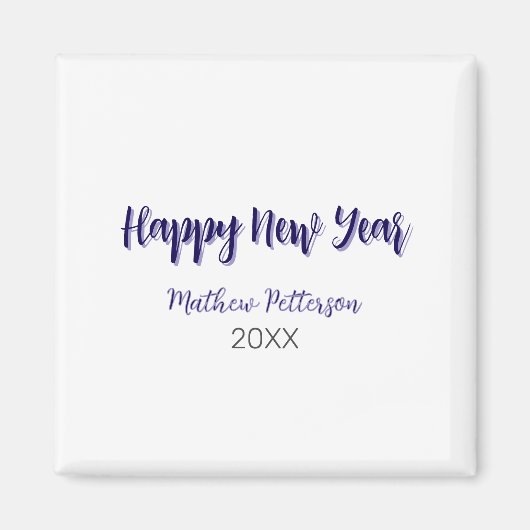 Aimant Joyeuse nouvelle année violet noir ajouter nom ann (Devant)