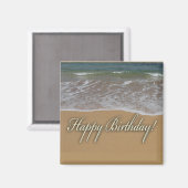 Aimant Joyeuse plage de sable d'anniversaire (Recto/Verso)