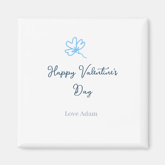 Aimant Joyeuse Saint-Valentin bleue fleur nom rustique am (Devant)