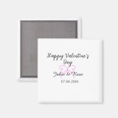 Aimant Joyeuse Saint-Valentin cœur rose ruban nom date st (Recto/Verso)