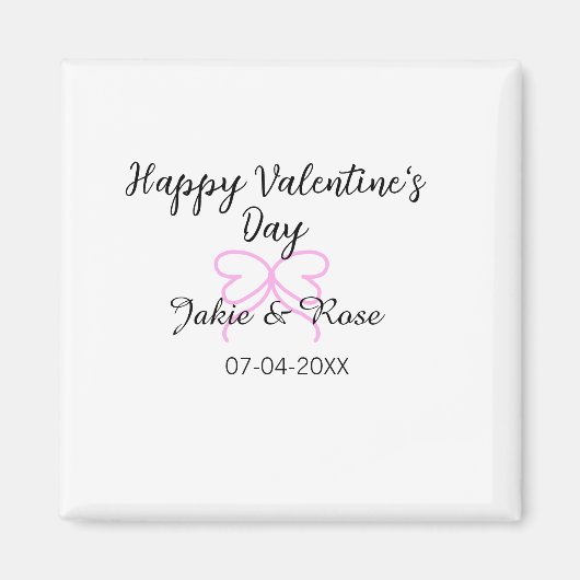 Aimant Joyeuse Saint-Valentin cœur rose ruban nom date st (Devant)