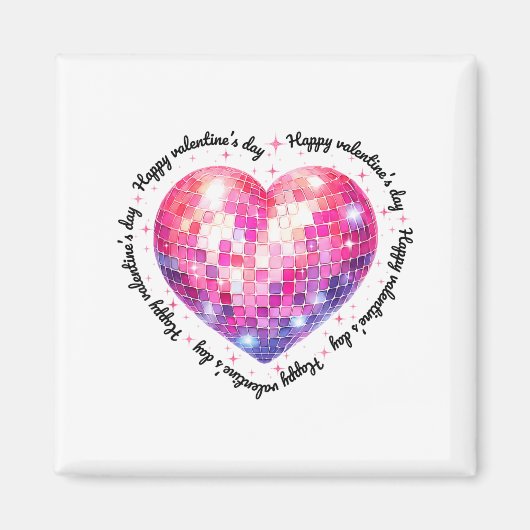 Aimant Joyeuse Saint-Valentin Coquette Nk Boule Disco Cœu (Devant)