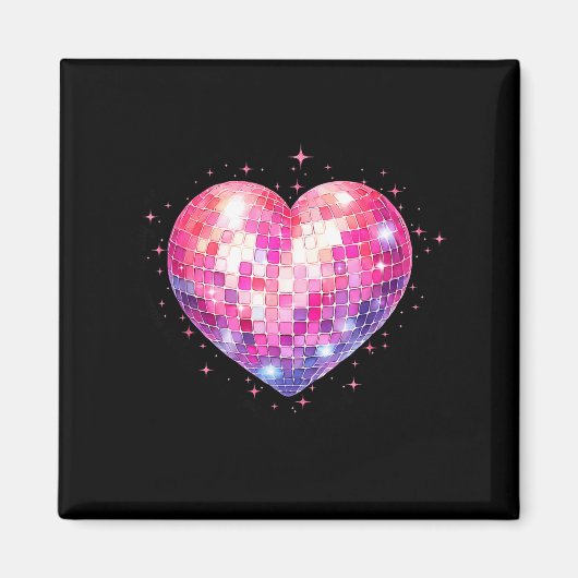 Aimant Joyeuse Saint-Valentin Coquette Rose Disco Ball Éc (Devant)