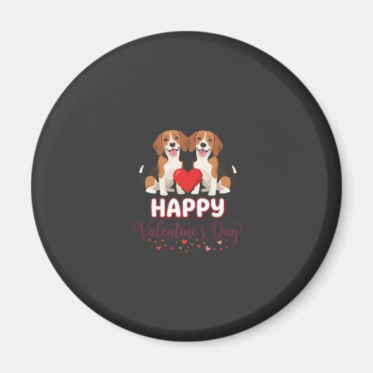 Aimant Joyeuse Saint-Valentin Couple Beagle (Devant)