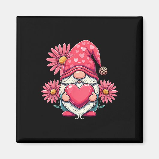 Aimant Joyeuse Saint-Valentin Gnome avec tournesol léopar (Devant)