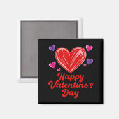 Aimant Joyeuse Saint-Valentin gribouillis coeurs  (Recto/Verso)