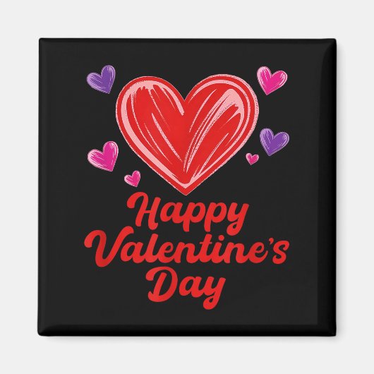 Aimant Joyeuse Saint-Valentin gribouillis coeurs  (Devant)
