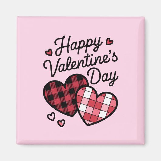 Aimant Joyeuse Saint-Valentin Léopard Carreaux Amour Coeu (Devant)