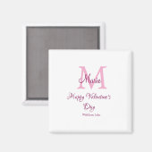 Aimant Joyeuse Saint-Valentin monogramme rose nom amour f (Recto/Verso)