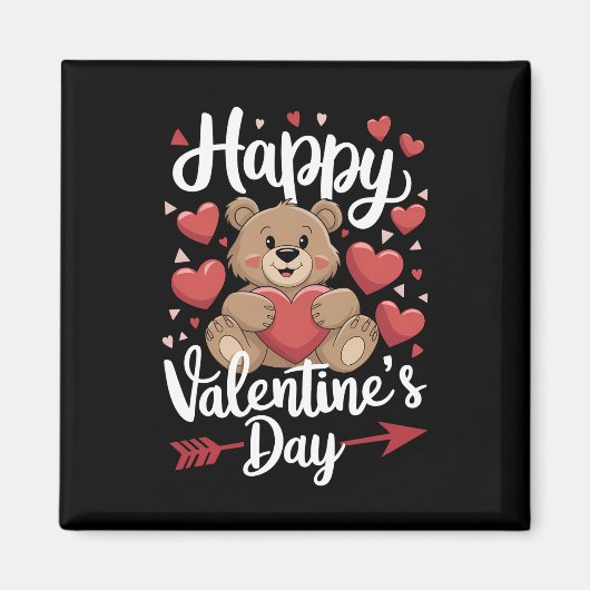 Aimant Joyeuse Saint-Valentin Ours Coeur Mignons Couples (Devant)