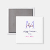 Aimant Joyeuse Saint-Valentin pastel violet monogramme ro (Recto/Verso)