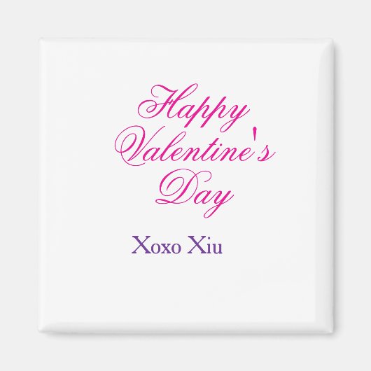 Aimant Joyeuse Saint-Valentin rose violet xoxo amour nom  (Devant)