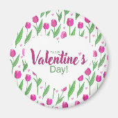Aimant Joyeuse Saint-Valentin Tulipes Roses (Devant)