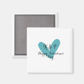 Aimant Joyeuse Saint-Valentin turquoise cœur nom lettre  (Recto/Verso)