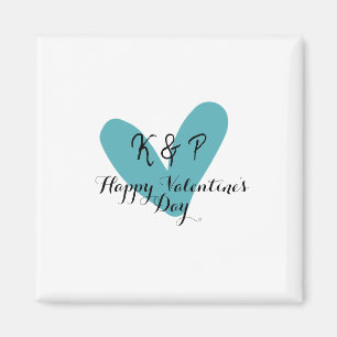 Aimant Joyeuse Saint-Valentin turquoise cœur nom lettre