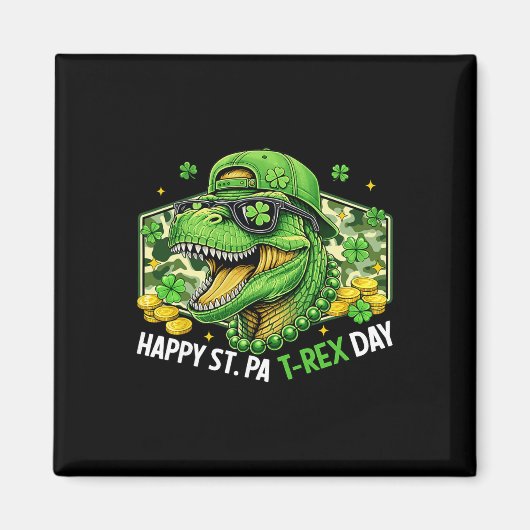 Aimant Joyeuse St Pat-rex Day Dinosaur Camo St Patricks D (Devant)