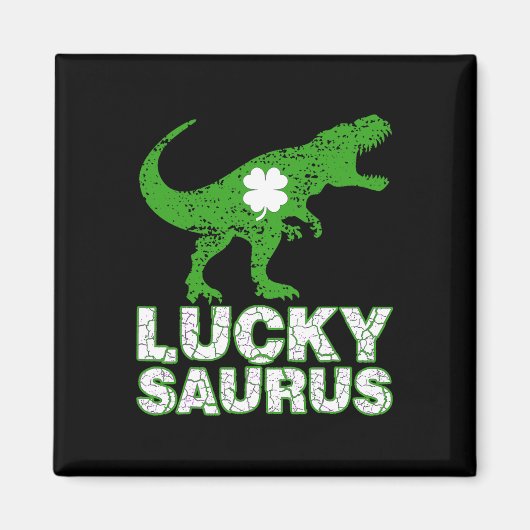 Aimant Joyeuse St Patrick Chanceuxsaurus Dinosaure Shamro (Devant)