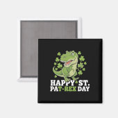 Aimant Joyeuse St Patrick T-rex Et Trèfles St Patty (Recto/Verso)