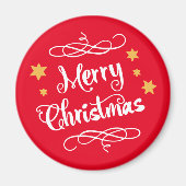 Aimant Joyeuse typographie de Noël Rouge Blanc clair (Devant)