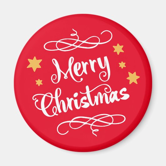 Aimant Joyeuse typographie de Noël Rouge Blanc clair (Devant)