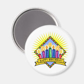 Aimant Joyeuses bougies d'anniversaire (Recto/Verso)