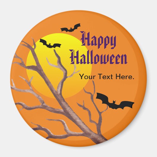 Aimant Joyeuses chauves-souris d'Halloween et la lune (Devant)