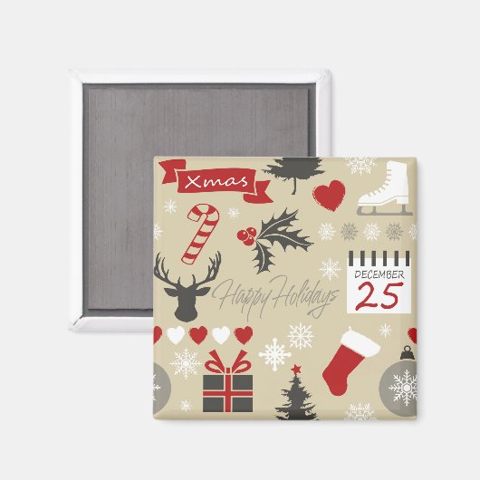 Aimant Joyeuses fêtes (Recto/Verso)