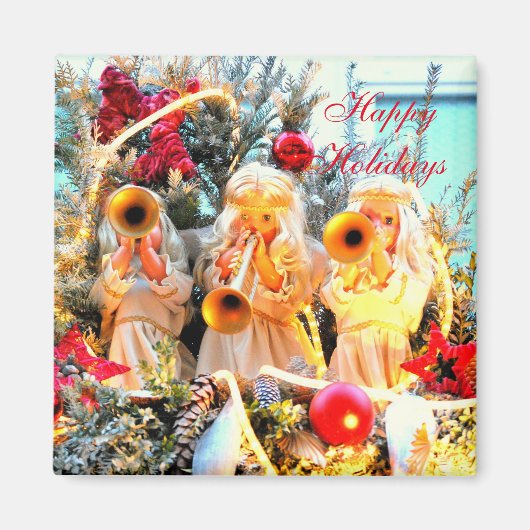 Aimant joyeuses fêtes anges trompant (Devant)