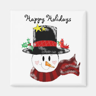Aimant Joyeuses Fêtes Bonhomme de Neige