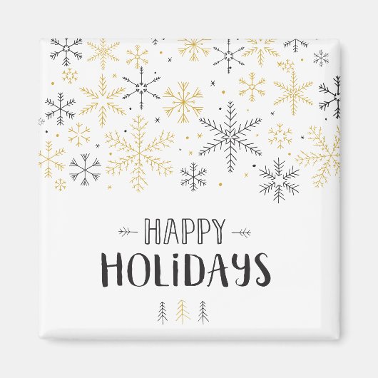 Aimant Joyeuses fêtes Doodle hiver saison Saison Flocon d (Devant)