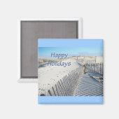 Aimant Joyeuses fêtes Dunes de sable et clôtures (Recto/Verso)