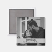 Aimant Joyeuses Fêtes élégant souvenir noir et blanc (Recto/Verso)