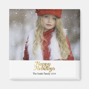 Aimant Joyeuses fêtes Faux Gold Script Noël