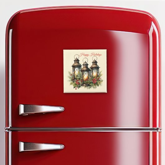Aimant Joyeuses fêtes Lanternes d'hiver