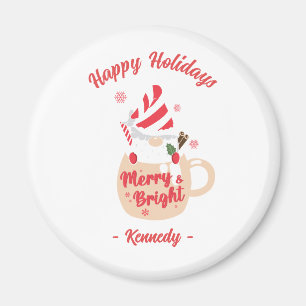 Aimant Joyeuses fêtes - Mug Rose Chaud cacao Joyer et bri