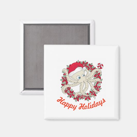 Aimant Joyeuses fêtes Octopus (Recto/Verso)