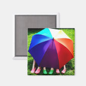 Aimant Joyeuses filles sous arc-en-ciel (Recto/Verso)